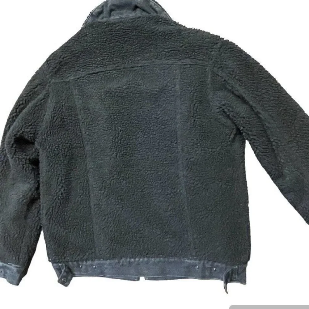 forever 21 mens Reversible Sherpa Jean jacket Black Small